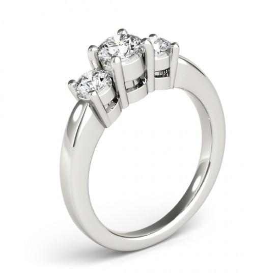 Three Stone Ring 1.50 Carats Three Stone Round Cut Diamond White Gold 14K New Jewelry Ring