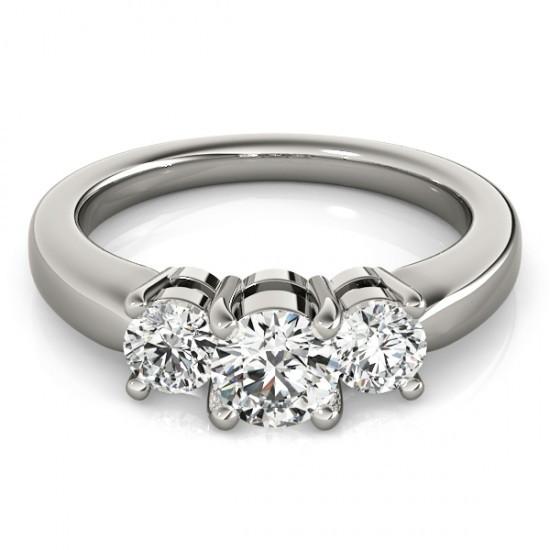 1.50 Carats Three Stone Round Cut Diamond White Gold 14K New Jewelry Ring Three Stone Ring