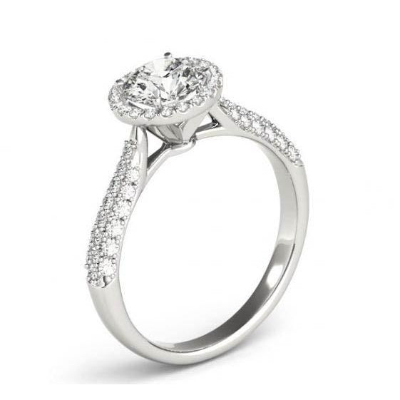 Halo Ring 2 Carats Round Brilliant Diamonds Halo Engagement Ring White Gold 14K