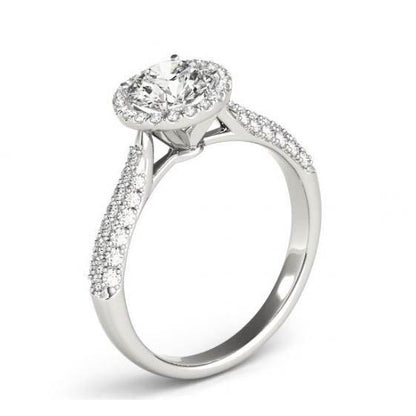 Halo Ring 2 Carats Round Brilliant Diamonds Halo Engagement Ring White Gold 14K