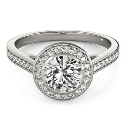 Halo Ring 1.50 Carat Round Diamond Halo Ring White Gold 14K