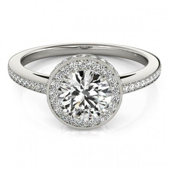 Halo Ring Round Brilliant Diamond Halo Engagement Ring 2.60 Carats Solid White Gold 14K