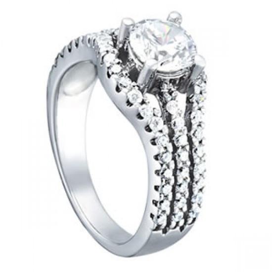 Antique High Quality Unique Solitaire Ring with Accents White Gold Diamond