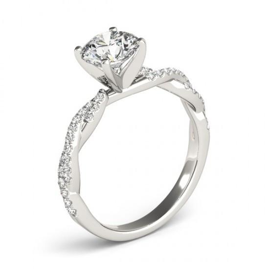 Solitaire Ring with Accents 2.00 Carats Round Diamonds Solitaire With Accents Ring Gold White 14K