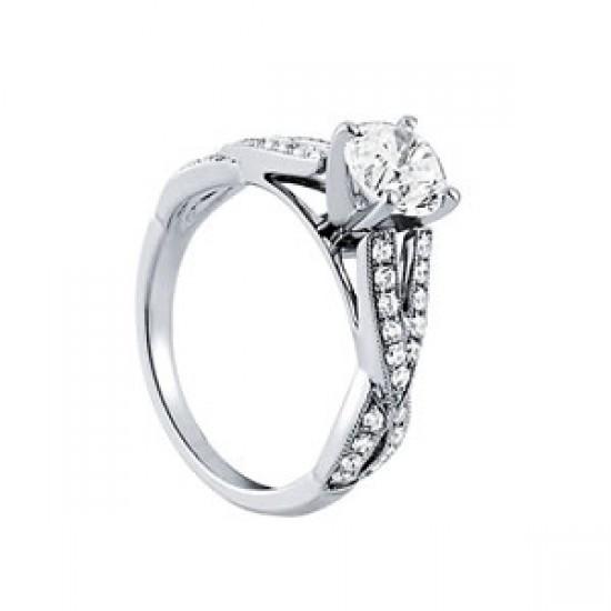   Princess Cut Sparkling Solitaire Ring with Accents White Gold Diamond 