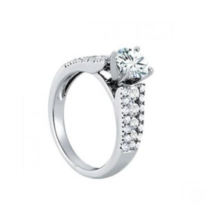Woman's Unique Solitaire Ring with Accents White Gold Diamond  