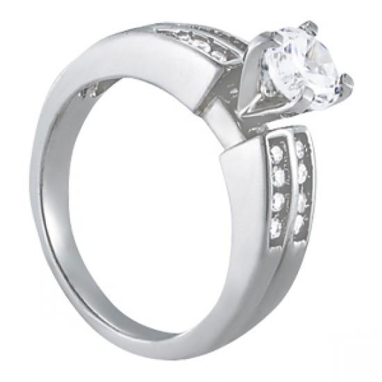  Sparkling Unique Lady’s Solitaire Ring with Accents White Gold Diamond  