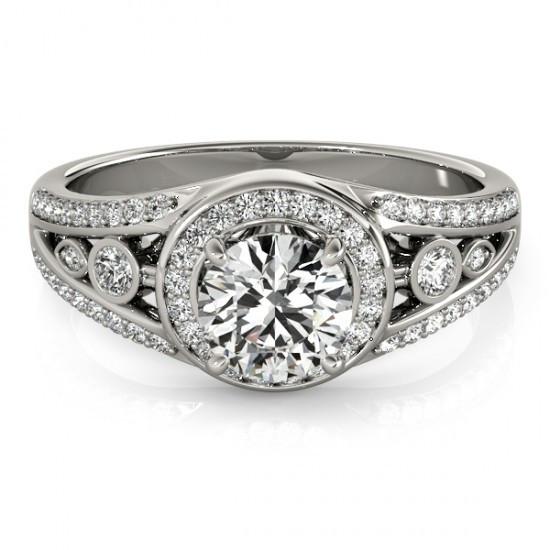 Halo Ring Halo Round Brilliant Diamond 1.75 Carats Engagement Fancy Ring White Gold 14K