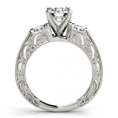 Antique Women Diamond Engagement Ring White Gold Solitaire Ring with Accents
