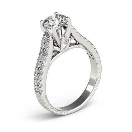   Princess Cut Sparkling Solitaire Ring with Accents White 