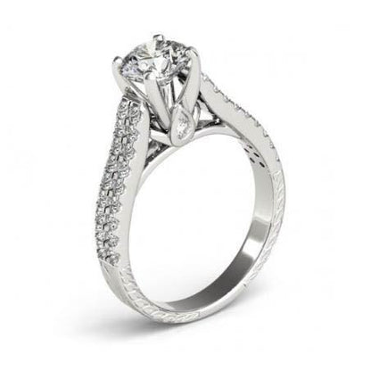   Princess Cut Sparkling Solitaire Ring with Accents White 