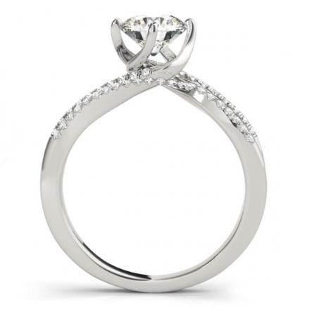 Women Diamond Engagement Ring White Gold Solitaire Ring with Accents
