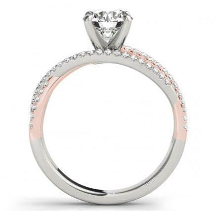  Lady’s Fancy Engagement White Gold Diamond Solitaire Ring with Accents