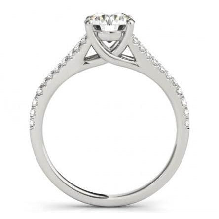  Fancy Lady’s New Style White Gold Diamond Solitaire Ring with Accents   