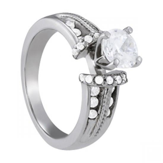 Fancy Sparkling Prong Set Diamonds Engagement Ring