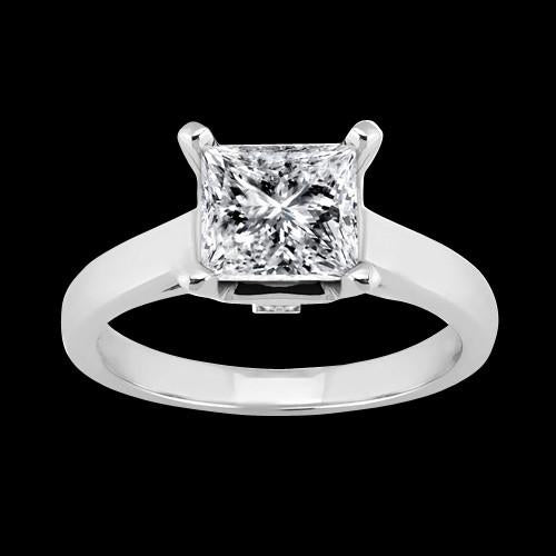     Fancy Lady’s Sparkling Vintage Style White Gold Diamond Solitaire Ring