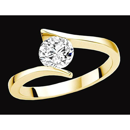  Lady’s Twisted Sparkling Unique Solitaire White Gold Diamond Ring 