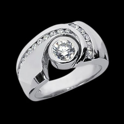  Women Jewelry Sparkling Unique Solitaire Ring with Accents White Gold Diamond 