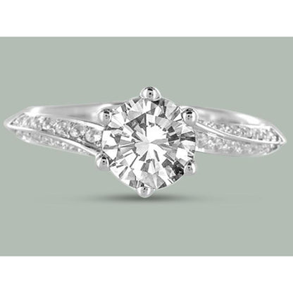  Women Jewelry Sparkling Unique Solitaire Ring with Accents White Gold Diamond 