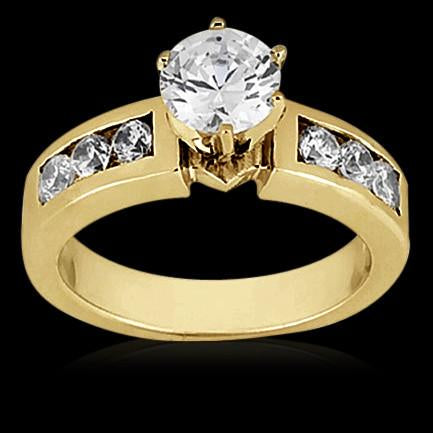   Yellow Fancy Lady’s Vintage Style White Gold Diamond Solitaire Ring with Accents   