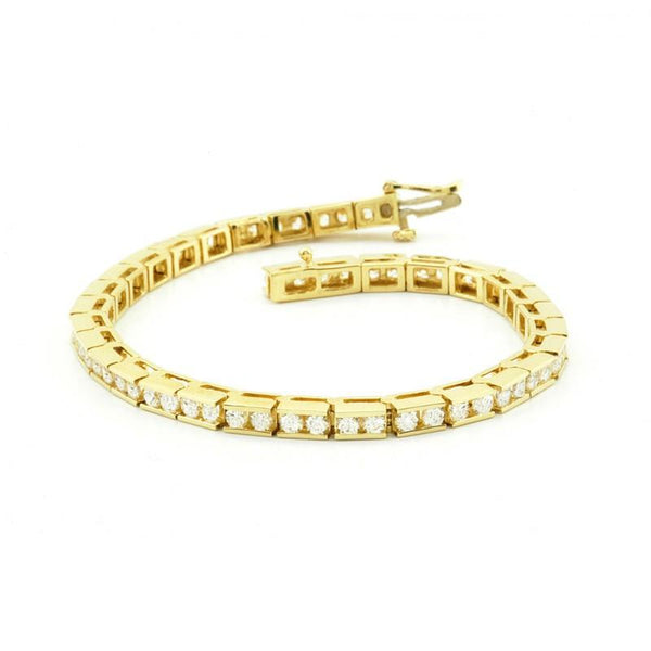 Tennis Bracelet Diamonds Classic Style Tennis Bracelet 3.50 Carats 14K Yellow Gold