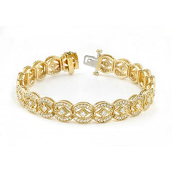 6.05 Carats Genuine Natural Diamond Vintage Look Tennis Bracelet Yellow Gold