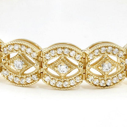 6.05 Carats Diamond Vintage Look Diamond Tennis Bracelet Yellow Gold