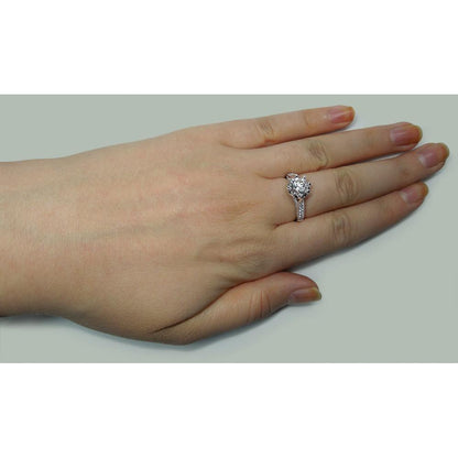  Antique Lady’s  Style White Elegant Gold Diamond Solitaire Ring with Accents 