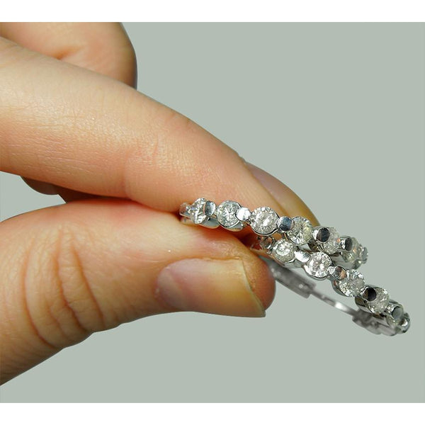 New Amazing  Diamonds Huggy Hoop Earring White Gold Women Jewelry