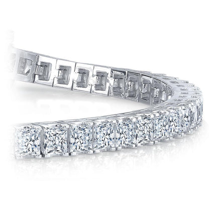 13 Carats Princess Cut Diamond Tennis Bracelet Solid White Gold 10K Tennis Bracelet