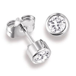 1.3 Ct Bezel Set Round Cut Stud Diamond Earring