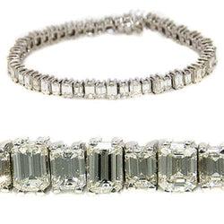 Natural  20.80 Ct Emerald Cut Diamond Tennis Bracelet Solid White Gold Jewelry