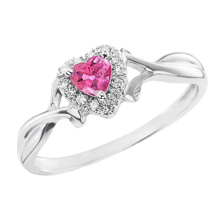  Pink Sapphire And Diamond Wedding  Lady’s   White Gold Gemstone Ring