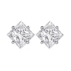 1.3 Ct Princess Cut Solitaire Diamond Stud Earring 14K White Gold