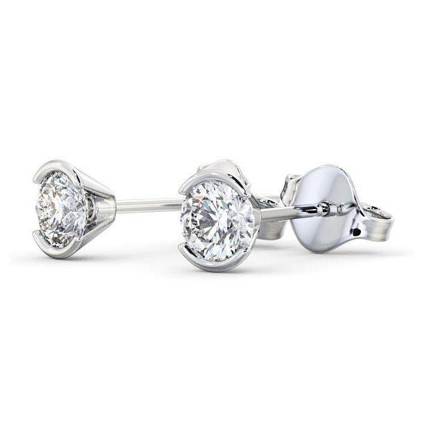 Round Brilliant Cut Diamond Stud Earring White Gold Stud Earrings