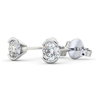 Round Brilliant Cut Diamond Stud Earring White Gold Stud Earrings