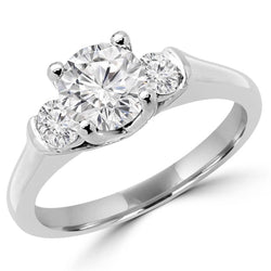 1.30 Ct Round Cut Diamond Three Stone Wedding Ring White Gold
