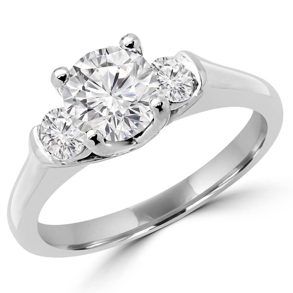 1.3 Ct Round Cut Diamond Three Stone Wedding Ring White Gold Three Stone Ring