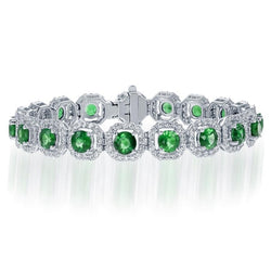 13 Ct Round Shaped Green Emerald With Diamond Bracelet