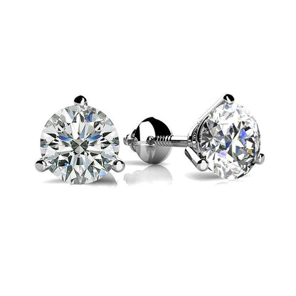 Round Solitaire Diamond Lady’s Brilliant Engagement White Gold Diamond Stud Earrings