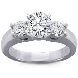 1.30 Ct Round Three Stone Diamond Engagement Ring 14K White Gold