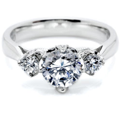 1.30 Ct Three Stone Round Diamond Wedding Ring 14K White Gold