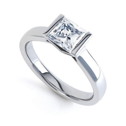 1.30 Ct Solitaire Princess Cut Diamond Engagement Ring White Gold 14K