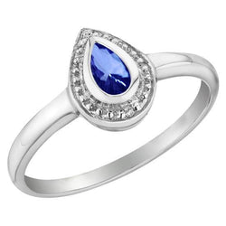 1.30 Ct Ceylon Sapphire Pear Diamonds Wedding Ring