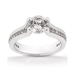  Diamond White Gold Wedding Ring Solitaire Ring with Accents