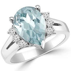 Natural Aquamarine Ring 13.25ct - White Gold 14K
