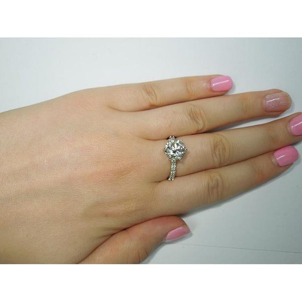  Solitaire Diamond Eternity Engagement Ring White Gold Solitaire Ring with Accents