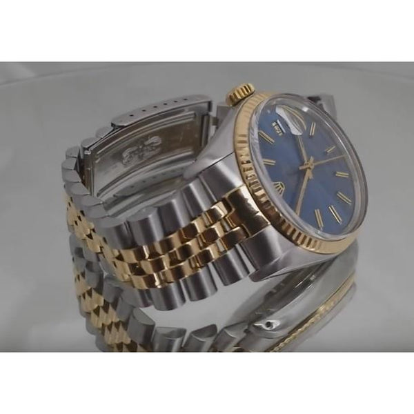 Rolex Stainless Steel & Gold Bracelet Rolex Datejust Men Watch Blue Dial