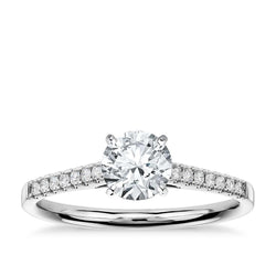 1.35 Carats Round Cut Diamond Solitaire Anniversary Ring With Accents
