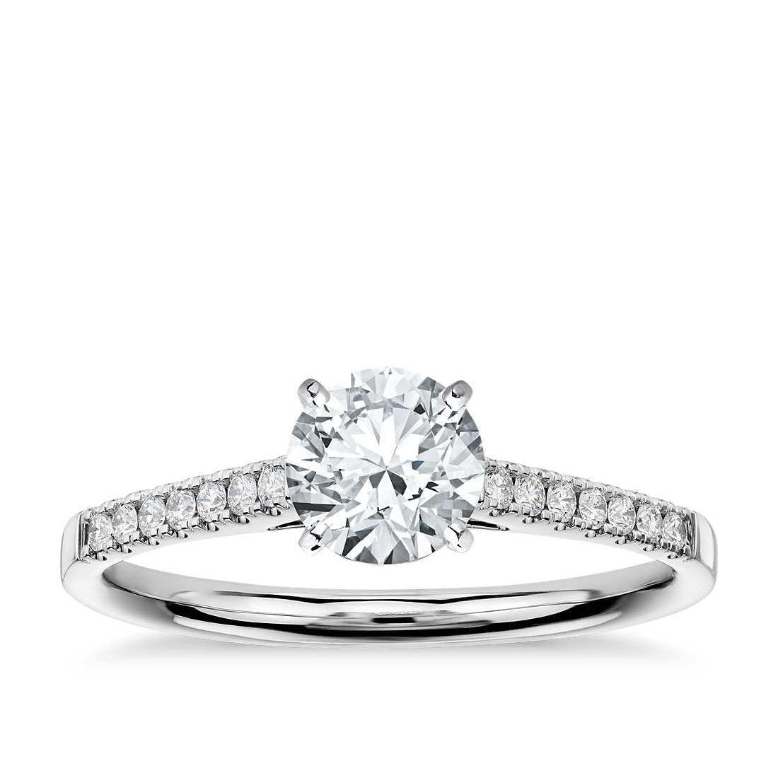 Elegant Style Unique Lady’s Solitaire Ring with Accents White Gold Diamond  